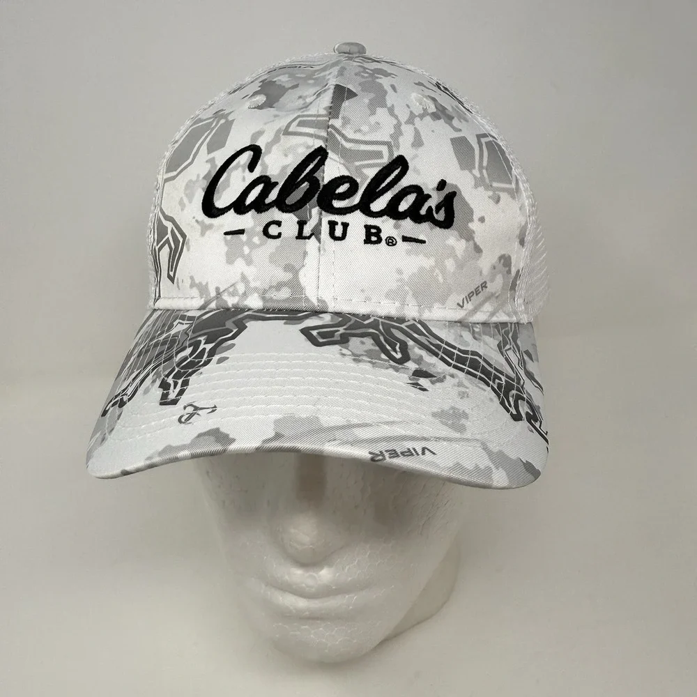 Cabelas Hunt Club‎ Outdoor Digital White Gray Camo Trucker Snap Back Hat Cap